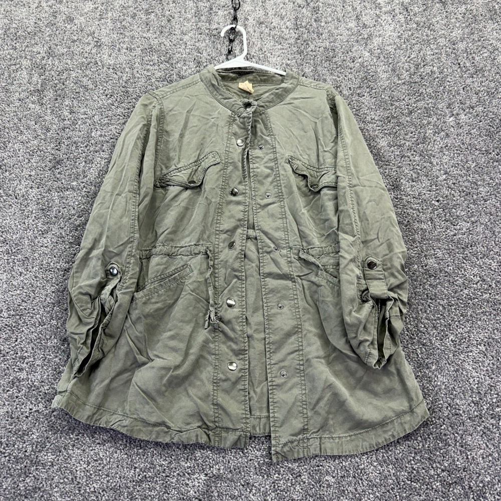 Faded Glory Utility Jacket Womens Extra Large Green Lyocell Snap Button Anorak